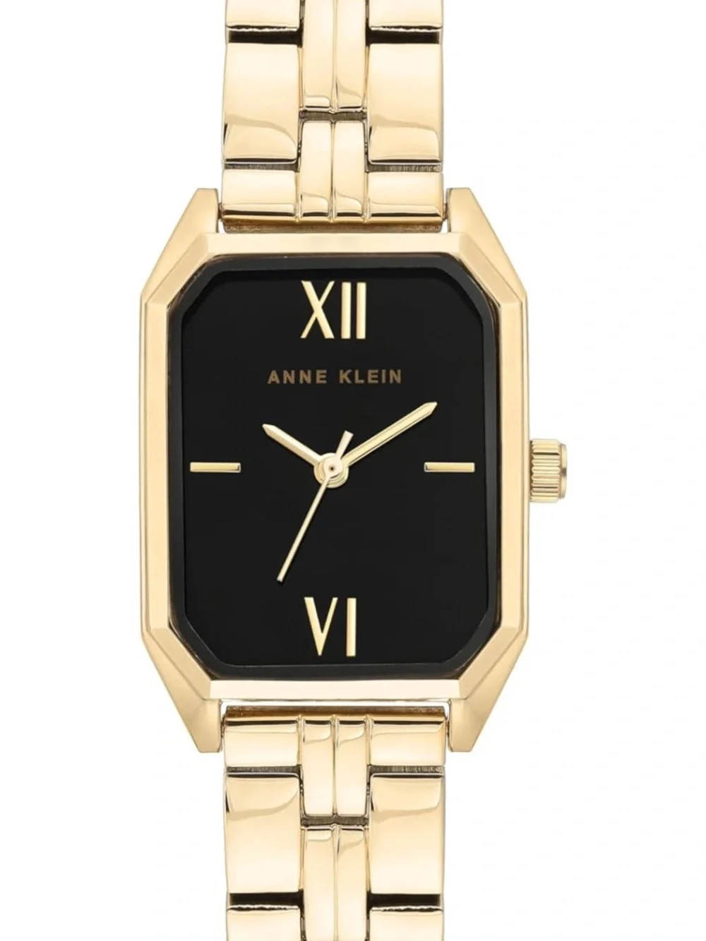 Anne Klein Gold and Black Rectangular Bracelet Watch
